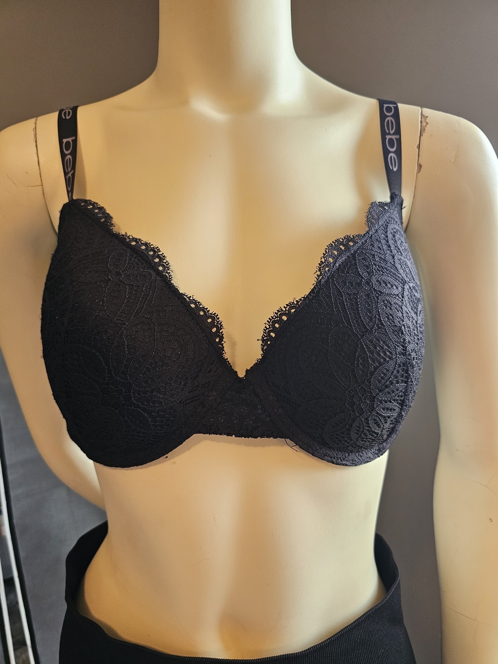 bebe Black Lace Push-Up Bra - Elegant Support